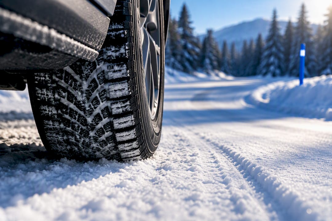 Winter tyre gripping compacted snow